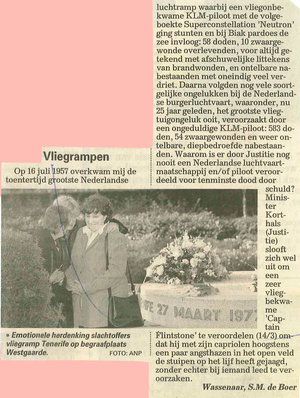 Bericht in De Telegraaf over o.a. de ramp met de Neutron 1957