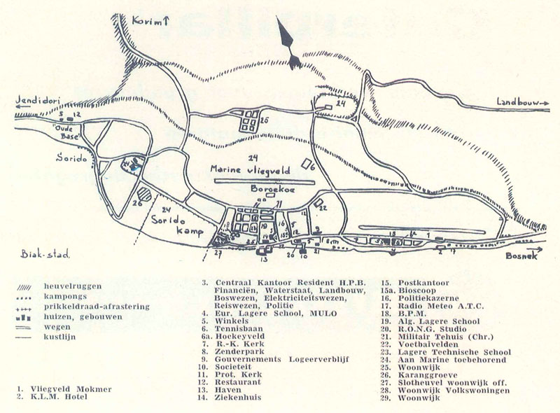 plattegrond Biak stad 1957