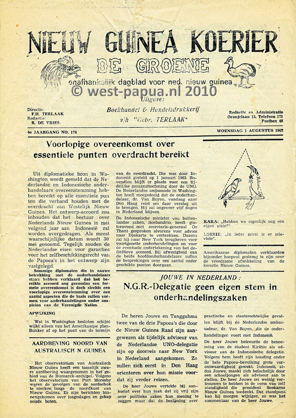 Nieuw Guinea Koerier 1962-08-01 pagina 1