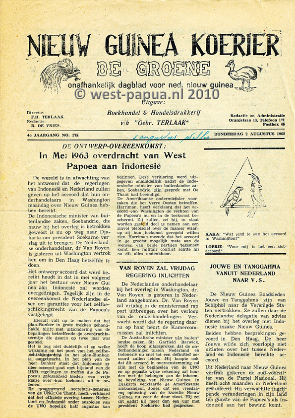 Nieuw Guinea Koerier 1962-08-02 pagina 1