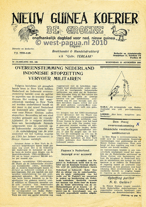 Nieuw Guinea Koerier 1962-08-15 pagina 1